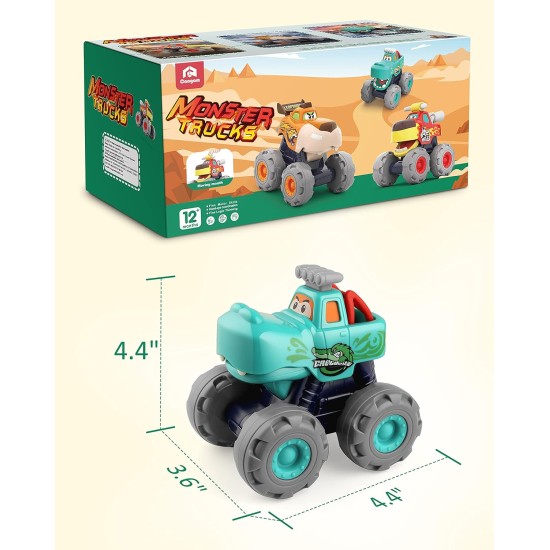 Coogam Friction Powered Cars 3PCS, Push and Go Construction Monster Vehicle Animal Trucks Toy Set, Gift for Birthday Baby Shower Xmas 123 Year Old Toddler Girls Boys Coogam Friction Powered Cars 3PCS, Push and Go Construction Monster Vehicle Animal Trucks Toy Set, Gift for Birthday Baby Shower Xmas 123 Year Old Toddler Girls Boys