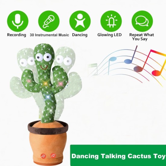 VOLTPULSE Dancing Talking Cactus Toys, Singing Mimicking Recording Repeating What You Say, Electronic Light Up Plush Toys VOLTPULSE Dancing Talking Cactus Toys, Singing Mimicking Recording Repeating What You Say, Electronic Light Up Plush Toys