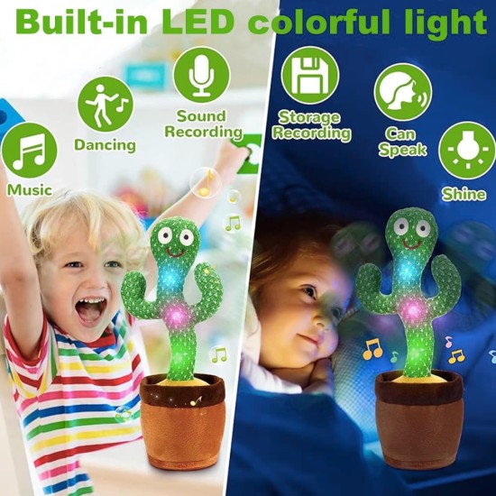 VOLTPULSE Dancing Talking Cactus Toys, Singing Mimicking Recording Repeating What You Say, Electronic Light Up Plush Toys VOLTPULSE Dancing Talking Cactus Toys, Singing Mimicking Recording Repeating What You Say, Electronic Light Up Plush Toys