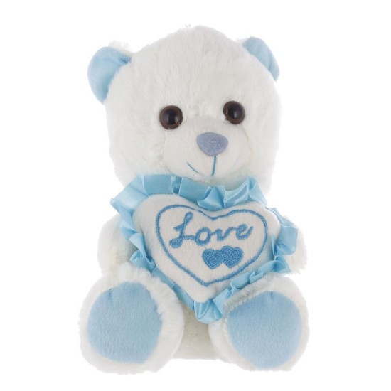 3A Fur Teddy Bear For Kids - White & Light Blue 8153-20 3A Fur Teddy Bear For Kids - White & Light Blue 8153-20