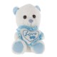 3A Fur Teddy Bear For Kids - White & Light Blue 8153-20 3A Fur Teddy Bear For Kids - White & Light Blue 8153-20