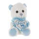3A Fur Teddy Bear For Kids - White & Light Blue 8153-20 3A Fur Teddy Bear For Kids - White & Light Blue 8153-20
