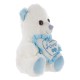 3A Fur Teddy Bear For Kids - White & Light Blue 8153-20 3A Fur Teddy Bear For Kids - White & Light Blue 8153-20