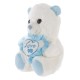 3A Fur Teddy Bear For Kids - White & Light Blue 8153-20 3A Fur Teddy Bear For Kids - White & Light Blue 8153-20