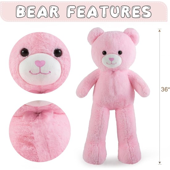 ZGXIONG Giant Teddy Bear Valentines Day Stuffed Animals for Girls 3 Feet Large Stuffed Animals Big Teddy Bear with Heart Plush Toys Pink Big Stuffed Bear Plush Huge Plushies Birthday Wedding 36 Inch ZGXIONG Giant Teddy Bear Valentines Day Stuffed Animals for Girls 3 Feet Large Stuffed Animals Big Teddy Bear with Heart Plush Toys Pink Big Stuffed Bear Plush Huge Plushies Birthday Wedding 36 Inch