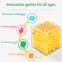 3D Maze Puzzle Cube,Medium 3D maze cube, side length 5.5cm.Fun Brain Game for IngenuityTraining and Stress Relief,Great for Kids and Adults (yellow)