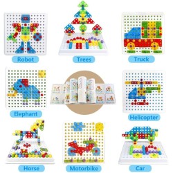 BelleStyle Kinderspielzeug Mosaik Steckspiel, 237 Stück 3D Puzzle Bausteine Schraubendreher Bohrmaschine Werkzeugkoffer Pädagogisches Montessori Spielzeug Geschenkset für Kinder 2 3 4 5 6 Jahre