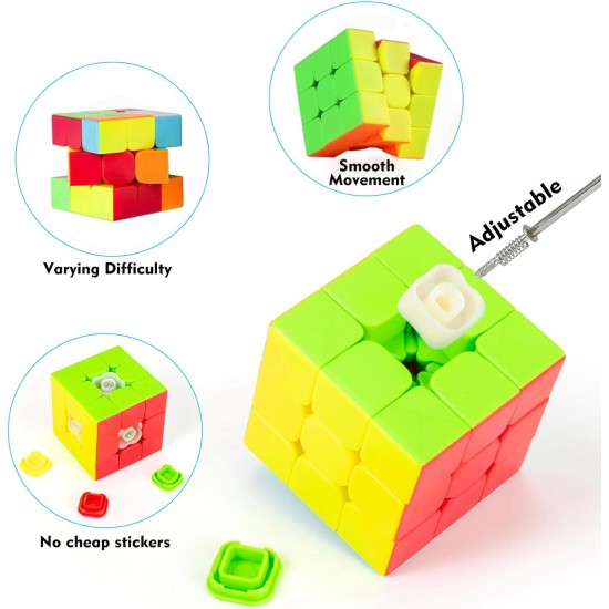 Jurnwey Speed Cube 3x3x3 Stickerless with Cube Tutorial - Turning Speedly Smoothly Magic Cubes 3x3 Puzzle Game Brain Toy for Kids and Adult Jurnwey Speed Cube 3x3x3 Stickerless with Cube Tutorial - Turning Speedly Smoothly Magic Cubes 3x3 Puzzle Game Brain Toy for Kids and Adult