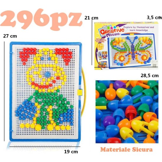 KOKOBOX 296pcs Mosaic Creative Puzzle Toy Block DIY Building Game Colourful Christmas Party Birthday Gift for Girls Boys 3+ Years Educational Toy Creative 3D Coloured Mushroom Nails KOKOBOX 296pcs Mosaic Creative Puzzle Toy Block DIY Building Game Colourful Christmas Party Birthday Gift for Girls Boys 3+ Years Educational Toy Creative 3D Coloured Mushroom Nails