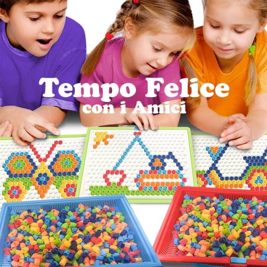 KOKOBOX 296pcs Mosaic Creative Puzzle Toy Block DIY Building Game Colourful Christmas Party Birthday Gift for Girls Boys 3+ Years Educational Toy Creative 3D Coloured Mushroom Nails KOKOBOX 296pcs Mosaic Creative Puzzle Toy Block DIY Building Game Colourful Christmas Party Birthday Gift for Girls Boys 3+ Years Educational Toy Creative 3D Coloured Mushroom Nails