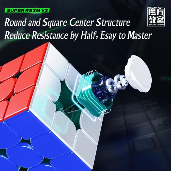 LiangCuber Moyu Super RS3M V2 UV Coated,RS3M 2023 Magnetic Ball Core Speed Cube 3x3,Super RS3M V2 Maglev Ball Core UV Magnetic Cube 2023 Upgraded Ver