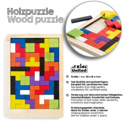 all Kids United® 3D Wooden Jigsaw Puzzle Kids Toy Educational Thinking Game Tetris Wooden Puzzle with Building Blocks