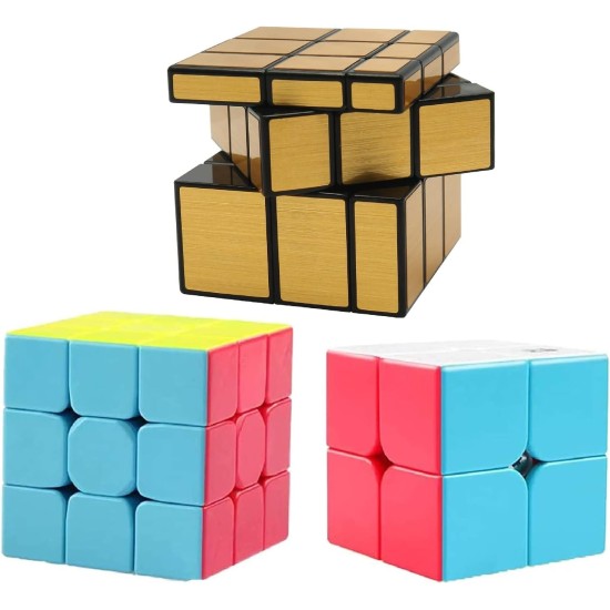 AUTHFORT Cube Set 3 Pack 2x2 Two Sides Cube Magic Speed Cube 3x3x3 & Mirror Gold Speed Cubes Bundle Collection (3 Pieces) AUTHFORT Cube Set 3 Pack 2x2 Two Sides Cube Magic Speed Cube 3x3x3 & Mirror Gold Speed Cubes Bundle Collection (3 Pieces)