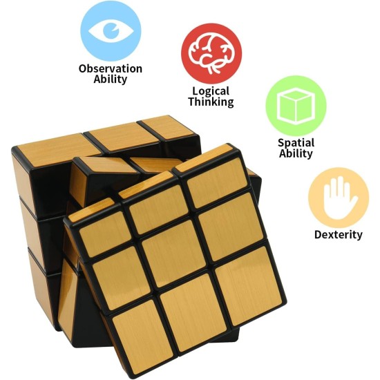 AUTHFORT Cube Set 3 Pack 2x2 Two Sides Cube Magic Speed Cube 3x3x3 & Mirror Gold Speed Cubes Bundle Collection (3 Pieces) AUTHFORT Cube Set 3 Pack 2x2 Two Sides Cube Magic Speed Cube 3x3x3 & Mirror Gold Speed Cubes Bundle Collection (3 Pieces)