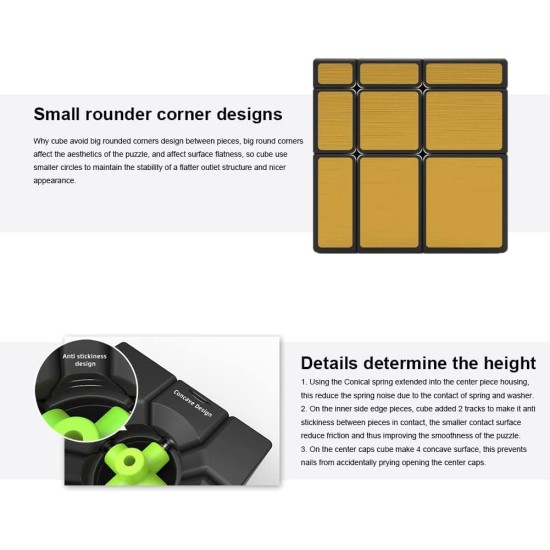 AUTHFORT Cube Set 3 Pack 2x2 Two Sides Cube Magic Speed Cube 3x3x3 & Mirror Gold Speed Cubes Bundle Collection (3 Pieces) AUTHFORT Cube Set 3 Pack 2x2 Two Sides Cube Magic Speed Cube 3x3x3 & Mirror Gold Speed Cubes Bundle Collection (3 Pieces)