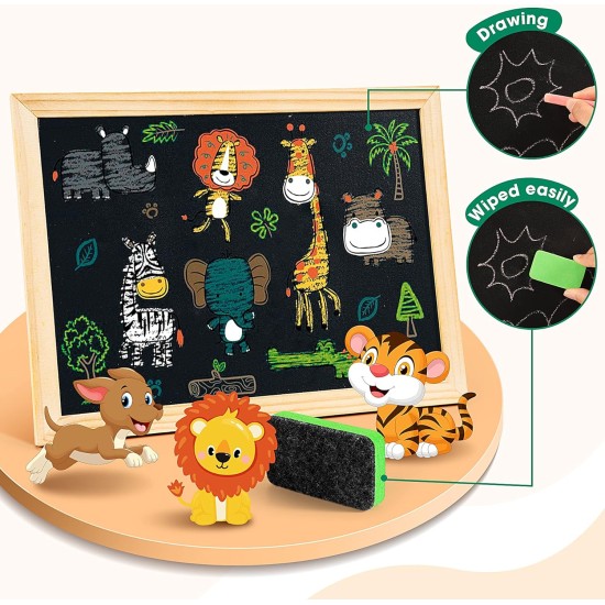 COOLJOY 100+ Pieces Magnetic Wooden Jigsaw Animal Jigsaw with Chalkboard Easel Double-Sided Educational Toys for Toddler Children Girl 3+ Years Old COOLJOY 100+ Pieces Magnetic Wooden Jigsaw Animal Jigsaw with Chalkboard Easel Double-Sided Educational Toys for Toddler Children Girl 3+ Years Old