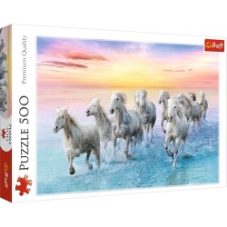 Galloping white horses