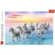 Galloping white horses