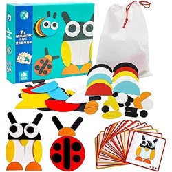 Baybee Wooden Geoanimo Creative Animal Block Puzzle Toy for Kids, Wooden Jigsaw Puzzle with Color & Shape Pattern Matching Game, Learning Educational Baby Toy Puzzle for Kids Children 3+Years Boy Girl