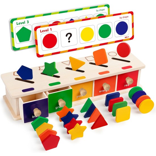 Coogam Montessori Toys Wooden Color Shape Sorting Box Game Geometric Matching Blocks Early Learning Educational Toy Gift for 3 4 5 Year-Old Baby Toddlers Coogam Montessori Toys Wooden Color Shape Sorting Box Game Geometric Matching Blocks Early Learning Educational Toy Gift for 3 4 5 Year-Old Baby Toddlers