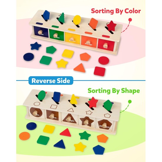 Coogam Montessori Toys Wooden Color Shape Sorting Box Game Geometric Matching Blocks Early Learning Educational Toy Gift for 3 4 5 Year-Old Baby Toddlers Coogam Montessori Toys Wooden Color Shape Sorting Box Game Geometric Matching Blocks Early Learning Educational Toy Gift for 3 4 5 Year-Old Baby Toddlers