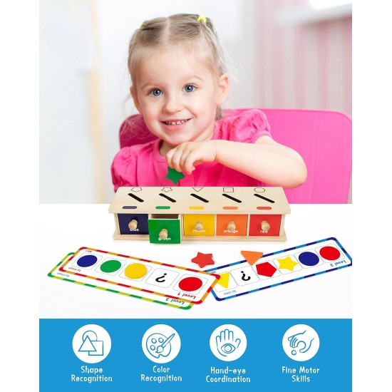 Coogam Montessori Toys Wooden Color Shape Sorting Box Game Geometric Matching Blocks Early Learning Educational Toy Gift for 3 4 5 Year-Old Baby Toddlers Coogam Montessori Toys Wooden Color Shape Sorting Box Game Geometric Matching Blocks Early Learning Educational Toy Gift for 3 4 5 Year-Old Baby Toddlers