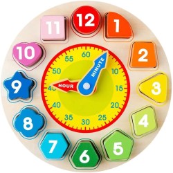 DMG TECH Wooden Color Sorting Clock Teaching Time For Kids - Multi Color