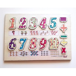 Educational Wooden puzzle for kids numbers and math English numbers puzzle