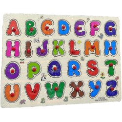 Educational wooden puzzle for children, the letters of the English Alphabet