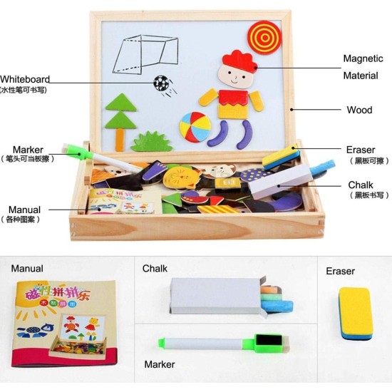 Farm drawing writing board magnetic puzzle double easel kid wooden toy Farm drawing writing board magnetic puzzle double easel kid wooden toy
