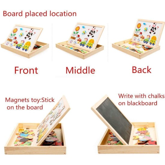 Farm drawing writing board magnetic puzzle double easel kid wooden toy Farm drawing writing board magnetic puzzle double easel kid wooden toy
