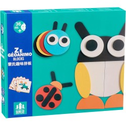 Generic Ze Geoanimo Animals-Shape Wooden Puzzle for Kids - Multi Color