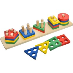 Generic accessories shop Wooden Learning Puzzle Enlighten IQ With Colorful Amazing Design And Add More Fun for Children Set Of 21 Pieces - Multicolor