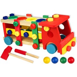 Wooden Screw Car Knocking Ball Toy Children's Handmade Educational Toys