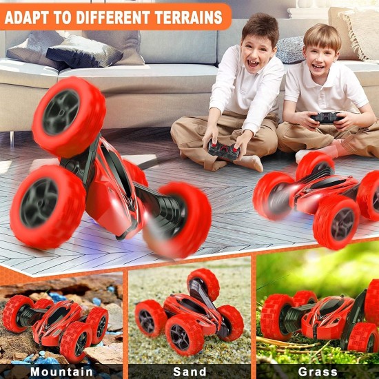 Arabest RC Cars Stunt Car Toy, 4WD 2.4Ghz Double Sided 360° Rotating RC Car with Headlights, Kids Toy Cars for Boys/Girls (Red) Arabest RC Cars Stunt Car Toy, 4WD 2.4Ghz Double Sided 360° Rotating RC Car with Headlights, Kids Toy Cars for Boys/Girls (Red)