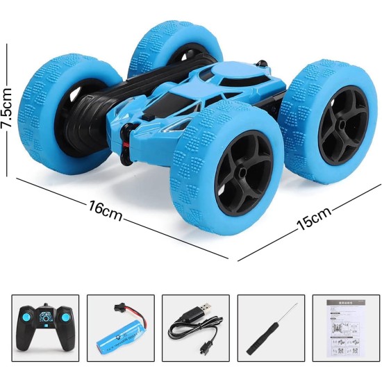 GRAFLO Remote Control Car For Kids, Double Sided 360°Rotating 4WD RC Car with Headlights, 2.4GHz Electric Race Stunt Toys Car Off-Road - Stunt Drifting Car Rechargeable - Toys For Kids (BLUE) 3+ Years GRAFLO Remote Control Car For Kids, Double Sided 360°Rotating 4WD RC Car with Headlights, 2.4GHz Electric Race Stunt Toys Car Off-Road - Stunt Drifting Car Rechargeable - Toys For Kids (BLUE) 3+ Years