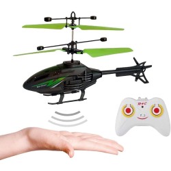 Generic Helicopter sensor helicopter with remote charging battery - black & green