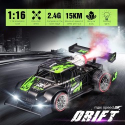 High Speed Spray Racing Car for Kids and Adults, 1:16 RC Remote Control Racing Car Toy with Cool LED Lighting & Music, 2 Modes of Metal Drift Racer and Rear Mist Spray for Boys Girls Gift (Black)