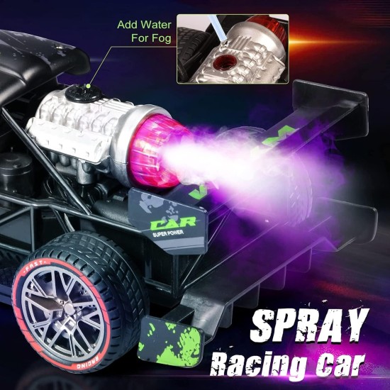 High Speed Spray Racing Car for Kids and Adults, 1:16 RC Remote Control Racing Car Toy with Cool LED Lighting & Music, 2 Modes of Metal Drift Racer and Rear Mist Spray for Boys Girls Gift (Black) High Speed Spray Racing Car for Kids and Adults, 1:16 RC Remote Control Racing Car Toy with Cool LED Lighting & Music, 2 Modes of Metal Drift Racer and Rear Mist Spray for Boys Girls Gift (Black)