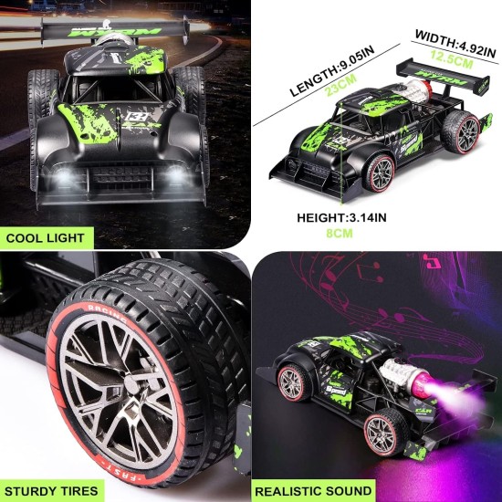 High Speed Spray Racing Car for Kids and Adults, 1:16 RC Remote Control Racing Car Toy with Cool LED Lighting & Music, 2 Modes of Metal Drift Racer and Rear Mist Spray for Boys Girls Gift (Black) High Speed Spray Racing Car for Kids and Adults, 1:16 RC Remote Control Racing Car Toy with Cool LED Lighting & Music, 2 Modes of Metal Drift Racer and Rear Mist Spray for Boys Girls Gift (Black)