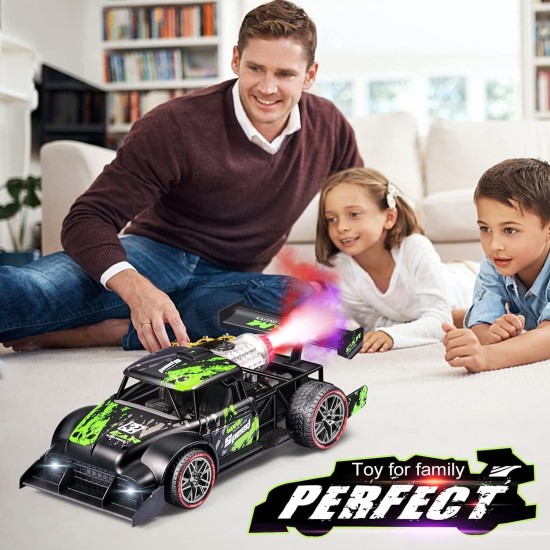 High Speed Spray Racing Car for Kids and Adults, 1:16 RC Remote Control Racing Car Toy with Cool LED Lighting & Music, 2 Modes of Metal Drift Racer and Rear Mist Spray for Boys Girls Gift (Black) High Speed Spray Racing Car for Kids and Adults, 1:16 RC Remote Control Racing Car Toy with Cool LED Lighting & Music, 2 Modes of Metal Drift Racer and Rear Mist Spray for Boys Girls Gift (Black)