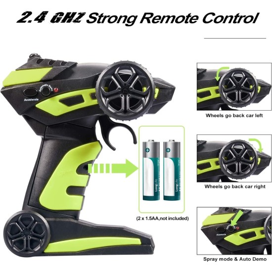 High Speed Spray Racing Car for Kids and Adults, 1:16 RC Remote Control Racing Car Toy with Cool LED Lighting & Music, 2 Modes of Metal Drift Racer and Rear Mist Spray for Boys Girls Gift (Black) High Speed Spray Racing Car for Kids and Adults, 1:16 RC Remote Control Racing Car Toy with Cool LED Lighting & Music, 2 Modes of Metal Drift Racer and Rear Mist Spray for Boys Girls Gift (Black)