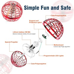MERRYHOME Flying Ball Toys for Boys Grils: 2024 Fly Orb Cosmic Globe Boomerang Hover Ball, Hand Mini Drone, Flying Toy Fly Spinners for Kids Teens Adults Indoor Outdoor Toys (Red)