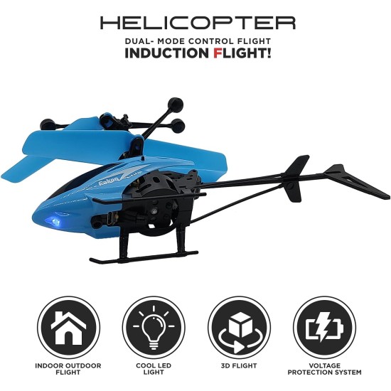 NHR Plastic Infrared Exceed Helicopter Sensor Aircraft USB Charger Flying Helicopter 2 in 1 Flying Helicopter with Remote, 6 to 14 Years (Multicolor)