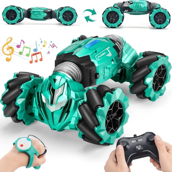 NQD RC Stunt Car 2.4GHz Remote Control Gesture Sensor Toy Car 4WD Transform Double Sided Rotating Off Road Vehicle 360° Flips with Lights Music Toy Cars for Boys & Girls Birthday (Green) NQD RC Stunt Car 2.4GHz Remote Control Gesture Sensor Toy Car 4WD Transform Double Sided Rotating Off Road Vehicle 360° Flips with Lights Music Toy Cars for Boys & Girls Birthday (Green)
