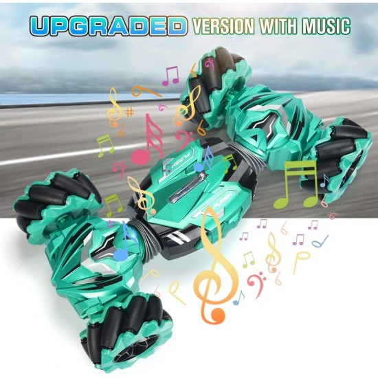 NQD RC Stunt Car 2.4GHz Remote Control Gesture Sensor Toy Car 4WD Transform Double Sided Rotating Off Road Vehicle 360° Flips with Lights Music Toy Cars for Boys & Girls Birthday (Green) NQD RC Stunt Car 2.4GHz Remote Control Gesture Sensor Toy Car 4WD Transform Double Sided Rotating Off Road Vehicle 360° Flips with Lights Music Toy Cars for Boys & Girls Birthday (Green)