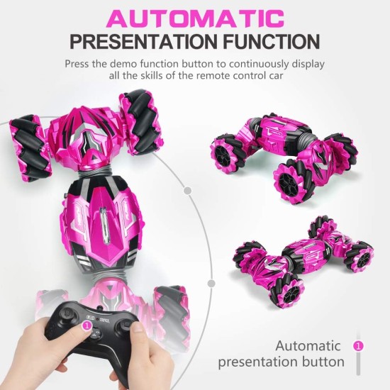 NQD RC Stunt Car 2.4GHz Remote Control Gesture Sensor Toy Car 4WD Transform Double Sided Rotating Off Road Vehicle 360° Flips with Lights Music Toy Cars for Boys & Girls Birthday (Green) NQD RC Stunt Car 2.4GHz Remote Control Gesture Sensor Toy Car 4WD Transform Double Sided Rotating Off Road Vehicle 360° Flips with Lights Music Toy Cars for Boys & Girls Birthday (Green)