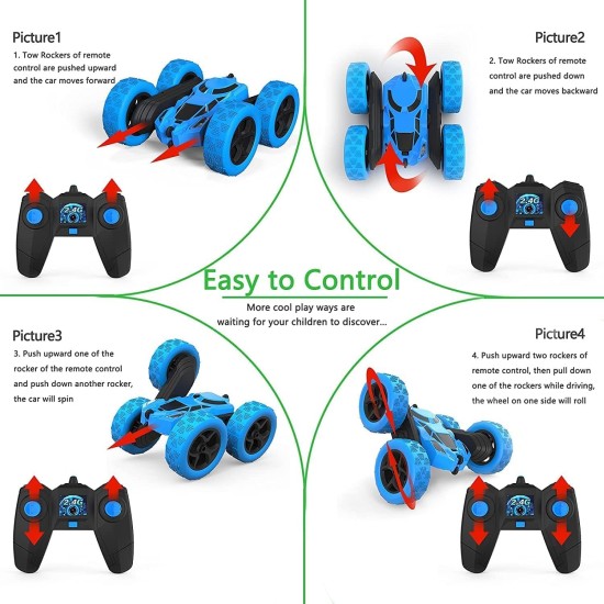 Swift RC Car Toys Remote Control | Stunt Car for 3-12 Year-Old Boys | RC Cars 360 Degree Flips Double Sided Rotating 4WD 2.4Ghz Outdoor Toys Car for Kids Birthday Gifts- Assorted Colors