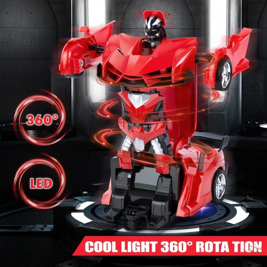 Thedttoy Remote Controlled Car for Girls, Transformer Car Robot Toy for Children from 4 6 8 10 12 Years, 2.4 GHz Remote Control RC Car 360° Rotation Deformation Toy Car for Boys (Red)