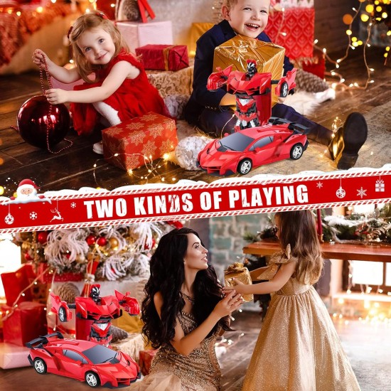 Thedttoy Remote Controlled Car for Girls, Transformer Car Robot Toy for Children from 4 6 8 10 12 Years, 2.4 GHz Remote Control RC Car 360° Rotation Deformation Toy Car for Boys (Red)